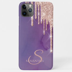 Elegante Rose Gold Glitzer Tropfen, Lila Case-Mate iPhone Hülle