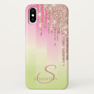 Elegante Rose Gold Glitzer Tropfen Ombre Striped Case-Mate iPhone Hülle