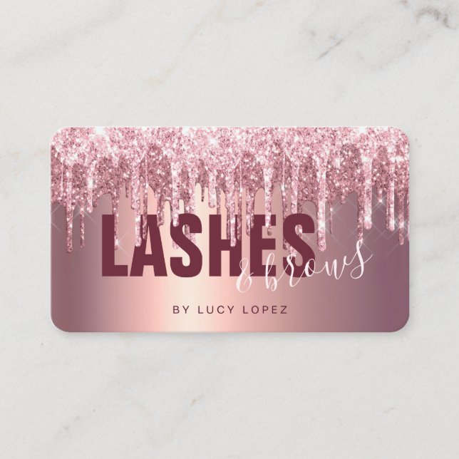 Elegante Rose Gold Glitzer Tropfen Schnürsenkel &  Visitenkarte (Vorderseite)