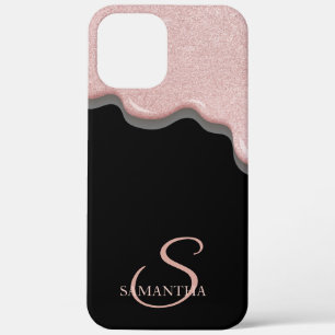 Elegante Rose Gold Glitzer Tropfen Schwarz Case-Mate iPhone Hülle