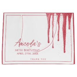 Elegante Rose Gold Glitzer Tropfen Sweet 16 Geburt Große Geschenktüte