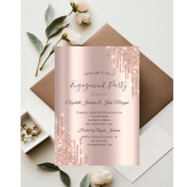 Elegante Rose Gold Glitzer Tropfen Verlobung Einladung