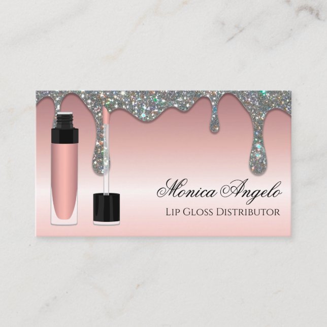 Elegante Rose Gold Glitzer Tropfen Visitenkarte (Vorderseite)