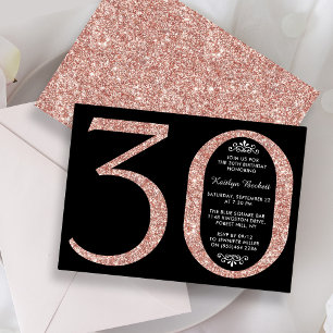 Elegante Rose Gold Glitzer Typografie 30. Geburtst Einladung