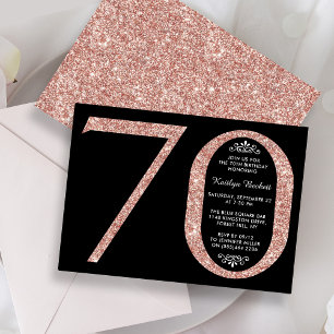 Elegante Rose Gold Glitzer Typografie 70. Geburtst Einladung