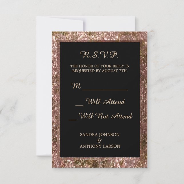 Elegante Rose Gold Glitzer Wedding R.S.V.P. RSVP Karte (Vorderseite)