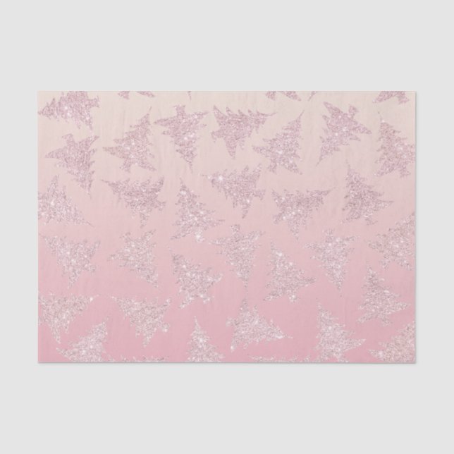 Elegante Rose Gold Glitzer Weihnachtsbaum Muster Seidenpapier (Vorderseite)