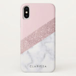 elegante Rose Gold Glitzer weiß Marmor Rosa Case-Mate iPhone Hülle<br><div class="desc">Stilvolle und elegante geometrische Imitat Rose Gold Glitzer,  weißer Marmor und rosa Farbblock.</div>