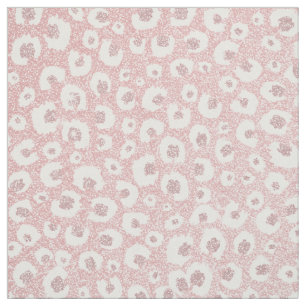 Elegante Rose Gold Glitzer White Leopard Print Stoff