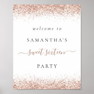 Elegante Rose Gold Glitzer Willkommen Sweet 16 Par Poster