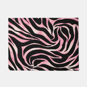 Elegante Rose Gold Glitzer Zebra Black Animal Prin Fußmatte