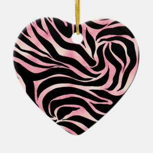 Elegante Rose Gold Glitzer Zebra Black Animal Prin Keramik Ornament