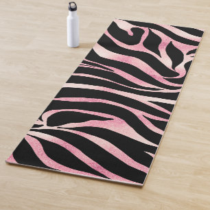 Elegante Rose Gold Glitzer Zebra Black Animal Prin Yogamatte