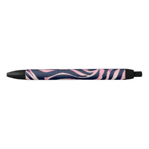 Elegante Rose Gold Glitzer Zebra Blauer Tierdruck Kugelschreiber