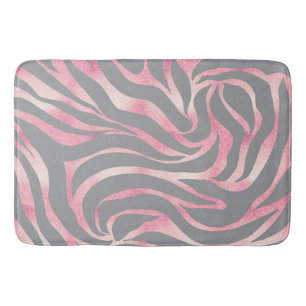 Elegante Rose Gold Glitzer Zebra Gray Animal Print Badematte