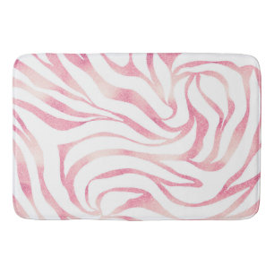 Elegante Rose Gold Glitzer Zebra Weißes Tier Print Badematte