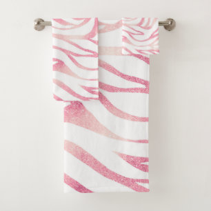 Elegante Rose Gold Glitzer Zebra Weißes Tier Print Badhandtuch Set