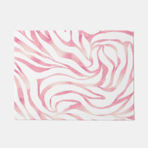 Elegante Rose Gold Glitzer Zebra Weißes Tier Print Fußmatte