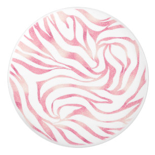 Elegante Rose Gold Glitzer Zebra Weißes Tier Print Keramikknauf