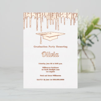 Elegante Rose Gold Graduation Party Folieneinladung