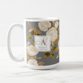 Elegante Rose Gold Gray Monogram Kaffeetasse