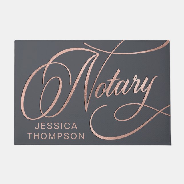 Elegante Rose Gold & Gray Notar-Agent  Fußmatte (Vorderseite)