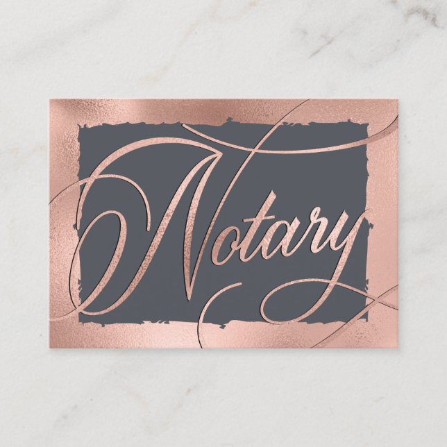 Elegante Rose Gold & Gray Notar-Agent  Visitenkarte (Vorderseite)
