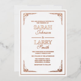 Elegante Rose Gold Grenze Traditionelle Hochzeit Folieneinladung