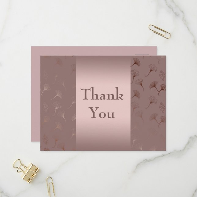 Elegante Rose Gold Hand Drawn Floral Einladungspostkarte (Vorderseite/Rückseite Beispiel)