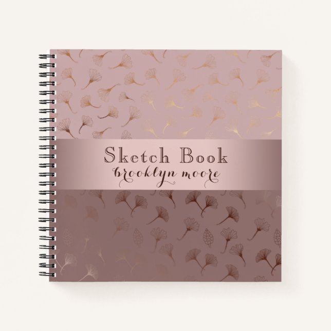 Elegante Rose Gold Hand Drawn Floral Journal/ Notizbuch (Vorderseite)