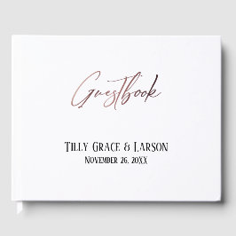 Elegante Rose Gold Handwriting Einfaches Gästebuch