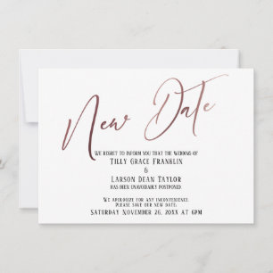 Elegante Rose Gold Handwriting Neue Datumskarte Einladung