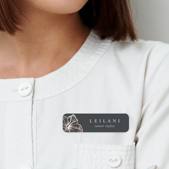 Elegante Rose Gold Hibiskus Blume Namensschild (Von Creator hochgeladen)