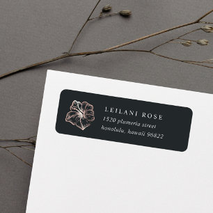 Elegante Rose Gold Hibiskus Blume Rücksendeadresse