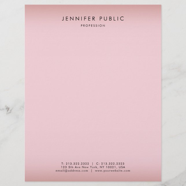 Elegante Rose Gold Hintergrund Modern Einfach Briefbogen (Vorderseite)