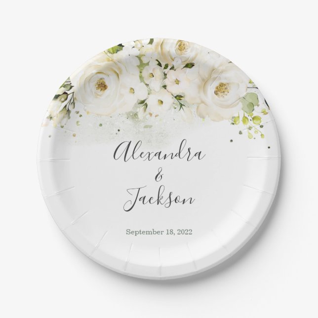 Elegante Rose & Gold-Hochzeitsplatte Pappteller (Vorderseite)