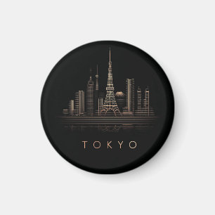 Elegante Rose-Gold-Illustration der Tokioter Skyli Magnet