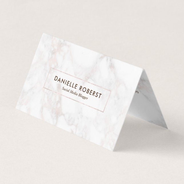 Elegante Rose-Gold-Imitate Marmor Visitenkarten (Vorderseite)