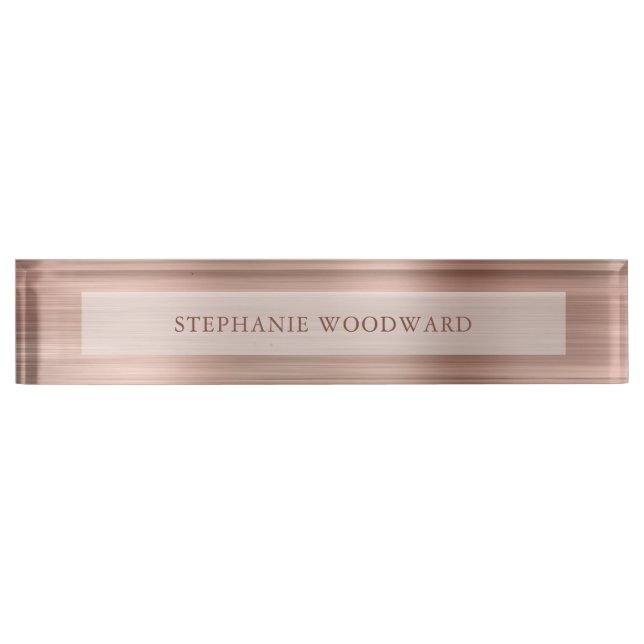 Elegante Rose Gold Imitate Pinselform Namensplakette (Vorderseite)