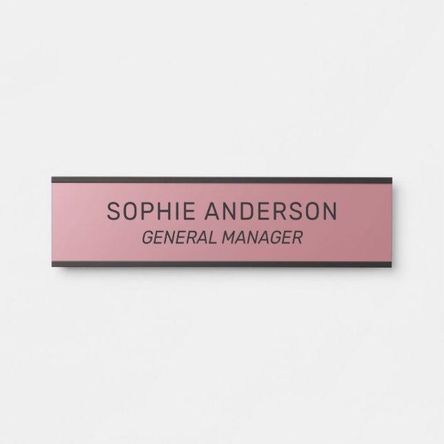 Elegante Rose Gold Individuelle Name Job Name Türs Türschild (Vorderseite )