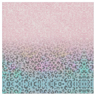 Elegante Rose Gold Iridescent Glitzer Leopard Prin Stoff