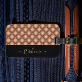 Elegante Rose Gold Jewel Tufted Personalisiert Gepäckanhänger