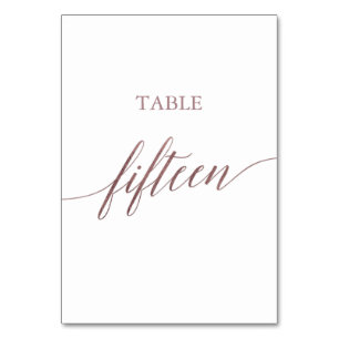 Elegante Rose Gold Kalligraphie Tischnummer Fünfze