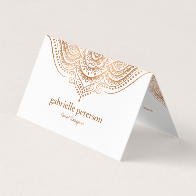 Elegante Rose-Gold Lace Paisley Mandala Visitenkarten (Vorderseite)