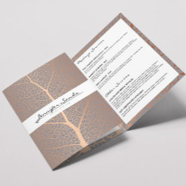 Elegante Rose Gold Leaf Tree Muster Salon Broschür Dreifach Gefaltete Karte