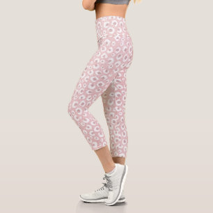 Elegante Rose Gold Leopard Print White Pattern Capri Leggings