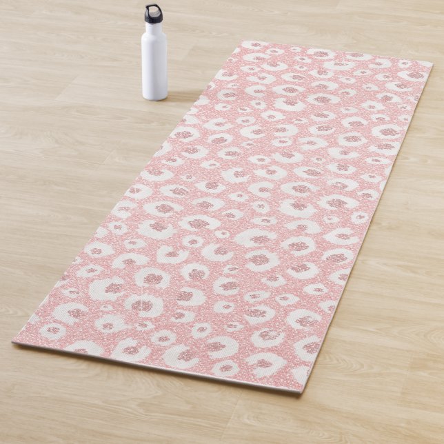 Elegante Rose Gold Leopard Print White Pattern Yogamatte (Beispiel)