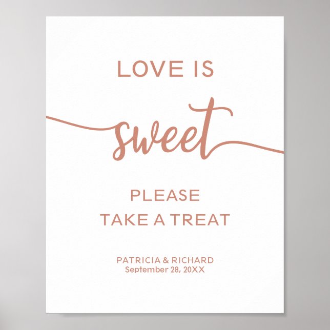 Elegante Rose Gold Liebe ist süß Nehmen Sie eine L Poster (Vorne)
