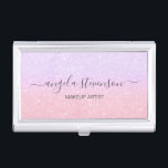 Elegante Rose Gold & lila Glitzer Makeup Künstler Visitenkarten Dose<br><div class="desc">Modernes Design mit Imitaten Rose Gold und lila Glitzer Textur mit elegantem kalligraphischen Schriftart.</div>