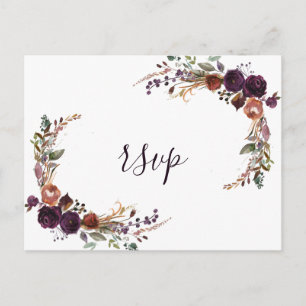 Elegante Rose Gold Lila Wedding RSVP Postkarte